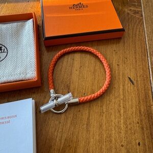 Hermes Orange Braided Bracelet